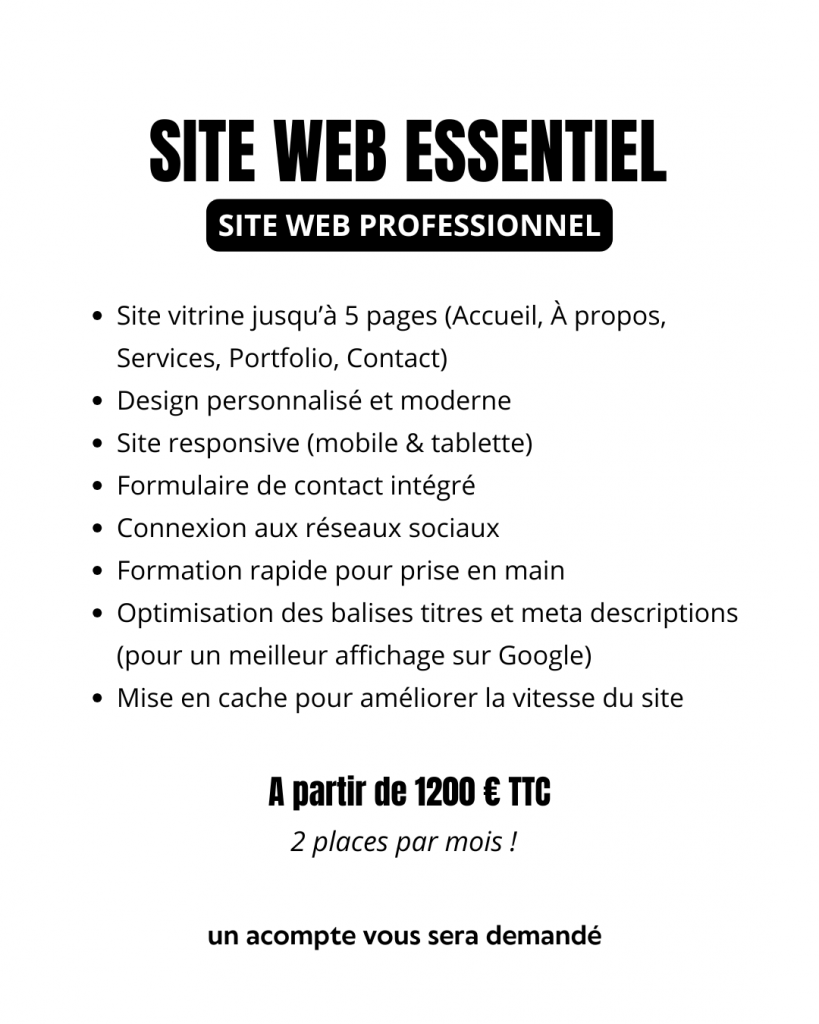 Offre de création de site web vitrine professionnel – Design moderne, responsive et optimisé pour le référencement SEO.